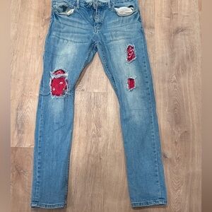 Customized Bandana Denim Slim Jeans Size 32